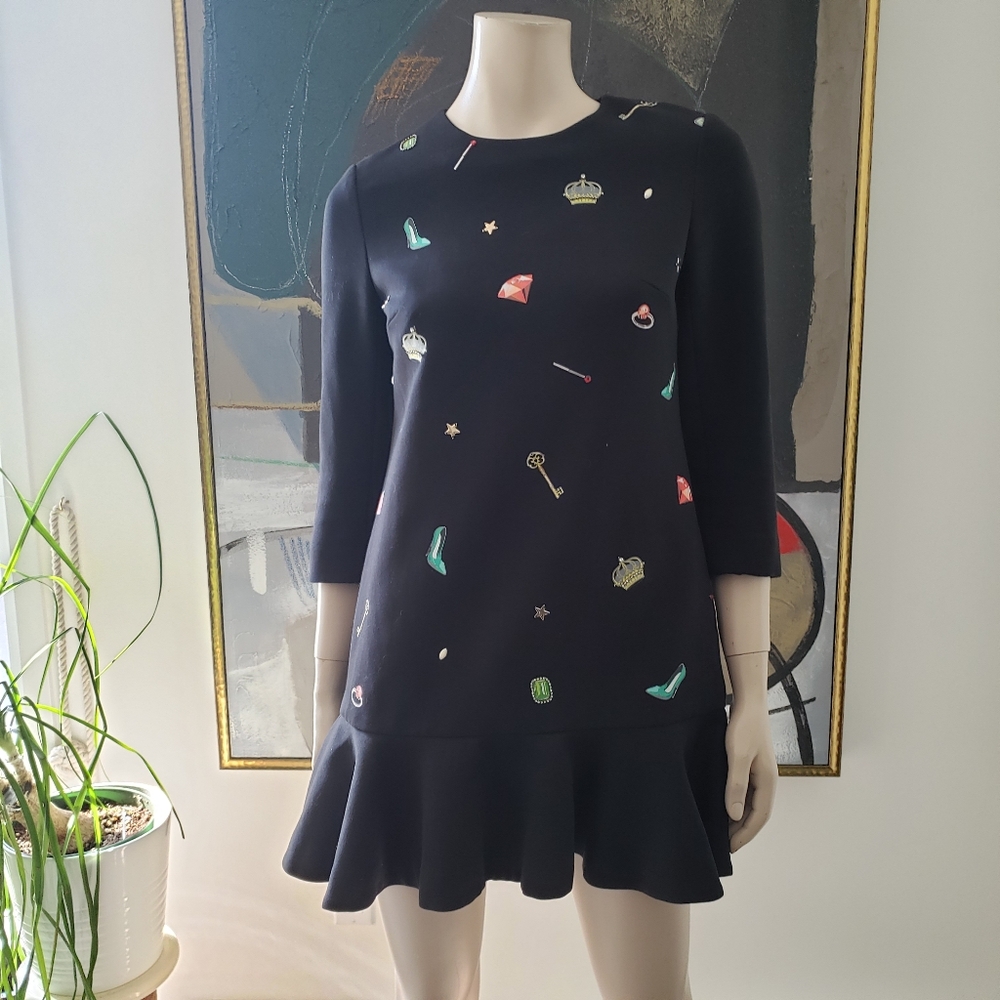Ochirly | Mini Dress with Ruffle Hem and Embellishments